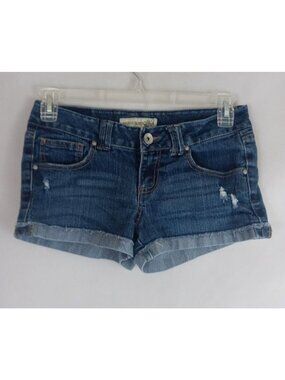 Paris Blues Whiskered Ripped Frayed Cuffed Booty Jean Shorts Size 7 Inseam 2.5"